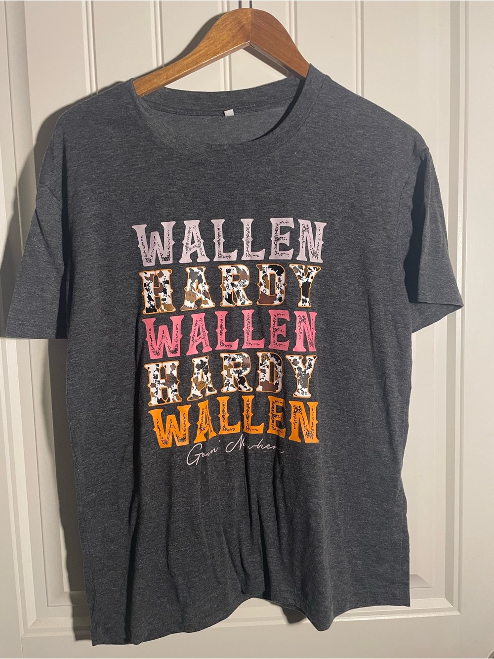 Morgan Wallen Hardy Country Music Stacked Graphic Tee Charcoal Gray Size Medium